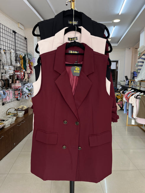 Double Breasted Sleeveless Blazer
